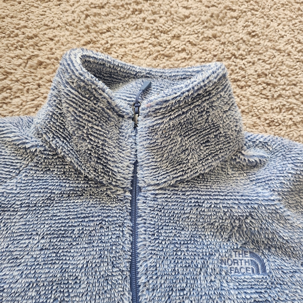 THE NORTH FACE Women’s Deep Pile Fleece Jacket Large Heather Blue Full Zip - Picture 2 of 14